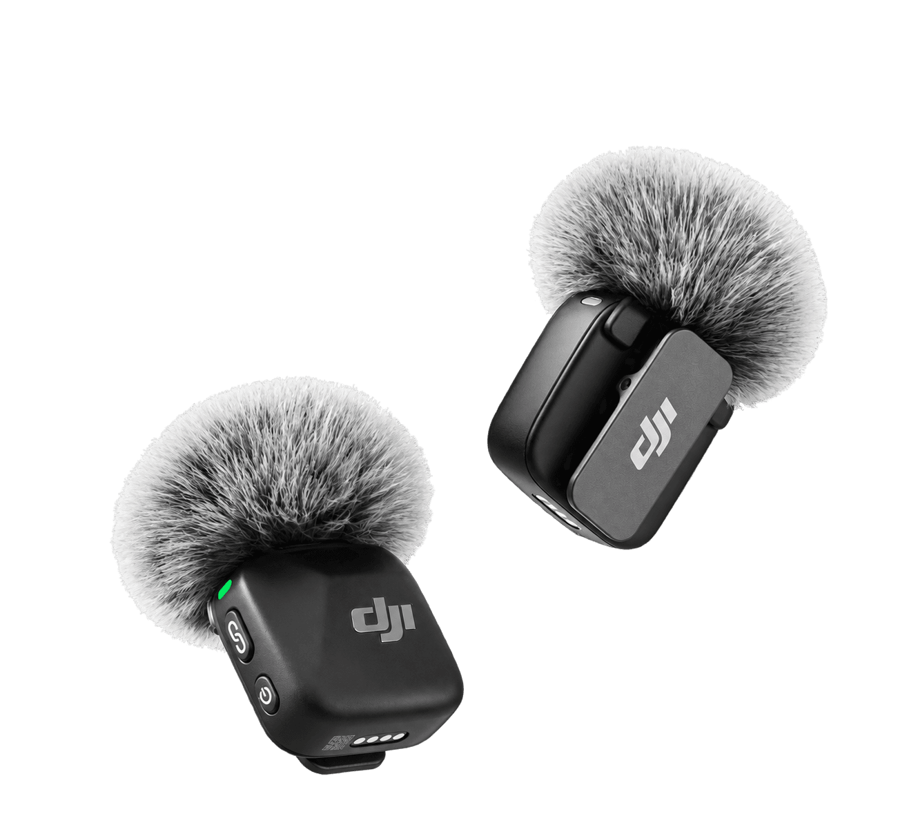 Deux microphones sans fil DJI Mic 2 avec bonnettes